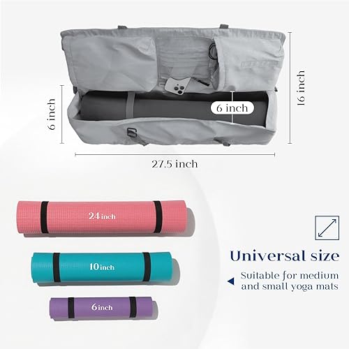 Miniatura 4 de Tumaz Bolsa para esterilla de yoga con correa de hombro ajustable que se adapta a tapetes enrollados de hasta 26 pulgadas, bolsillos para artículos