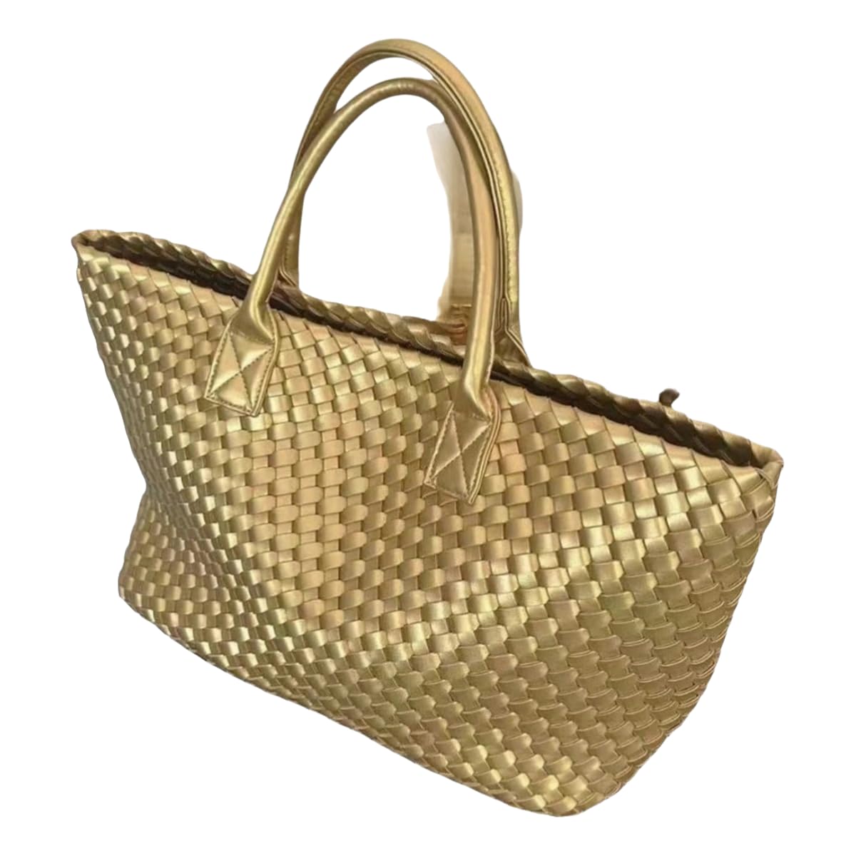 MYLLJBD Women's Bag Woven Bag, Stylish And Versatile, Shoulder Handbag, Commuting Large Capacity Tote Bag-golden