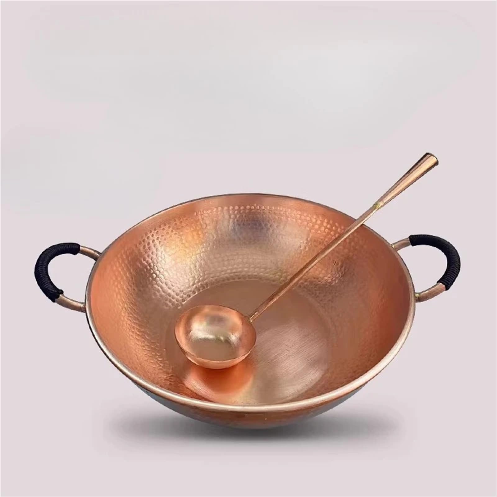 Hammered Kupfertopf Bratpfanne aus reinem Kupfer, Woks, gehämmerter Hot Pot, universelles Wärmespeicher-Kochgeschirr for alle Herdarten, praktische Suppe(28cm wok)
