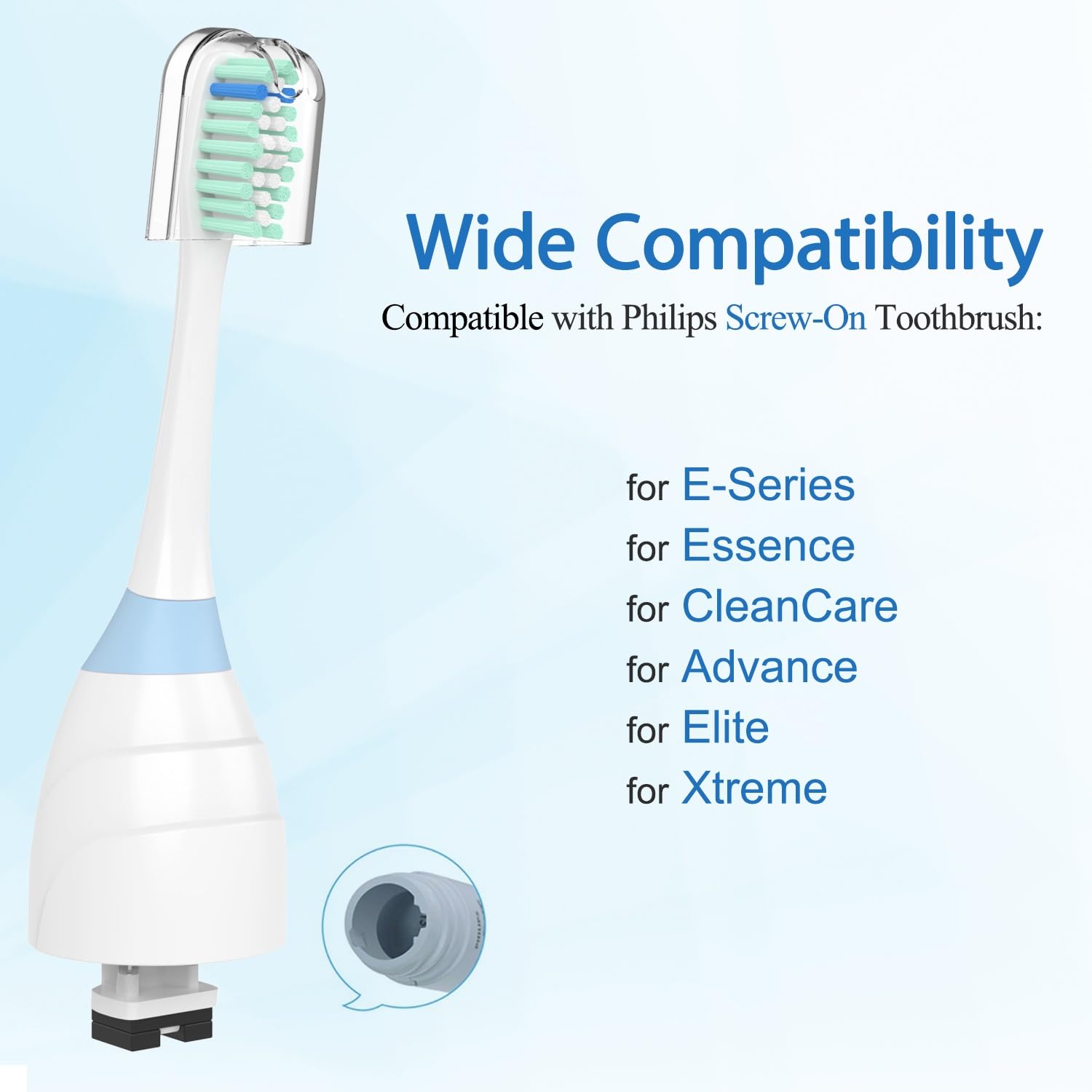 Replacement Toothbrush Heads for Philips Sonicare E Series, Replacement Brush Head Compatible with Phillips Sonic Care Essence, Xtreme, Elite, Advance, Screw-On Electric Toothbrush Heads, 6-Pack