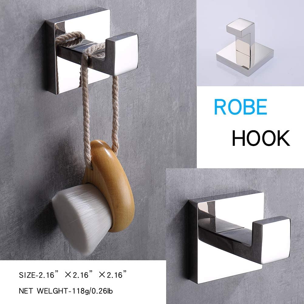 YUET 2 Piezas Gancho Toalla Soporte Pared Acero Inoxidable 304 Toallas de Baño Colgador Montado en la Pared Cocina Percheros Toalleros Garaje (Cromo)