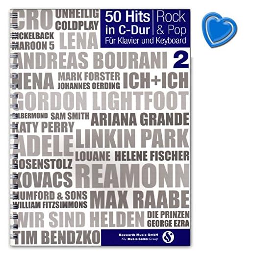 50 träffar i C-Dur: Rock a Pop Band 2 – alla Lieder är i full häftapparat med batterinummerspecifikation och med text för pianon och tangentbord – Songbook med notklammer – BOE7886 – 9783865439819