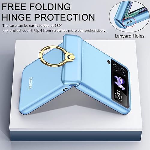 Miniatura 6 de Miimall Funda para Samsung Galaxy Z Flip 4 con soporte de anillo, funda para Galaxy Z Flip 4 con protección magnética de bisagra + protector de