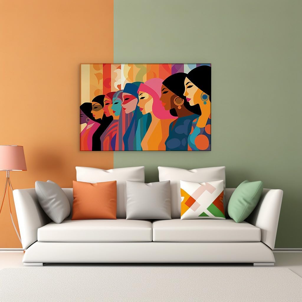Canvas for Living room. Unity in Diversity Celebrating Cultural Headwear and Colorful Solidarity, 27 x 18 inch Canvas Wall Art - Ready to Hang - 69x46 cm (27x18 inch)