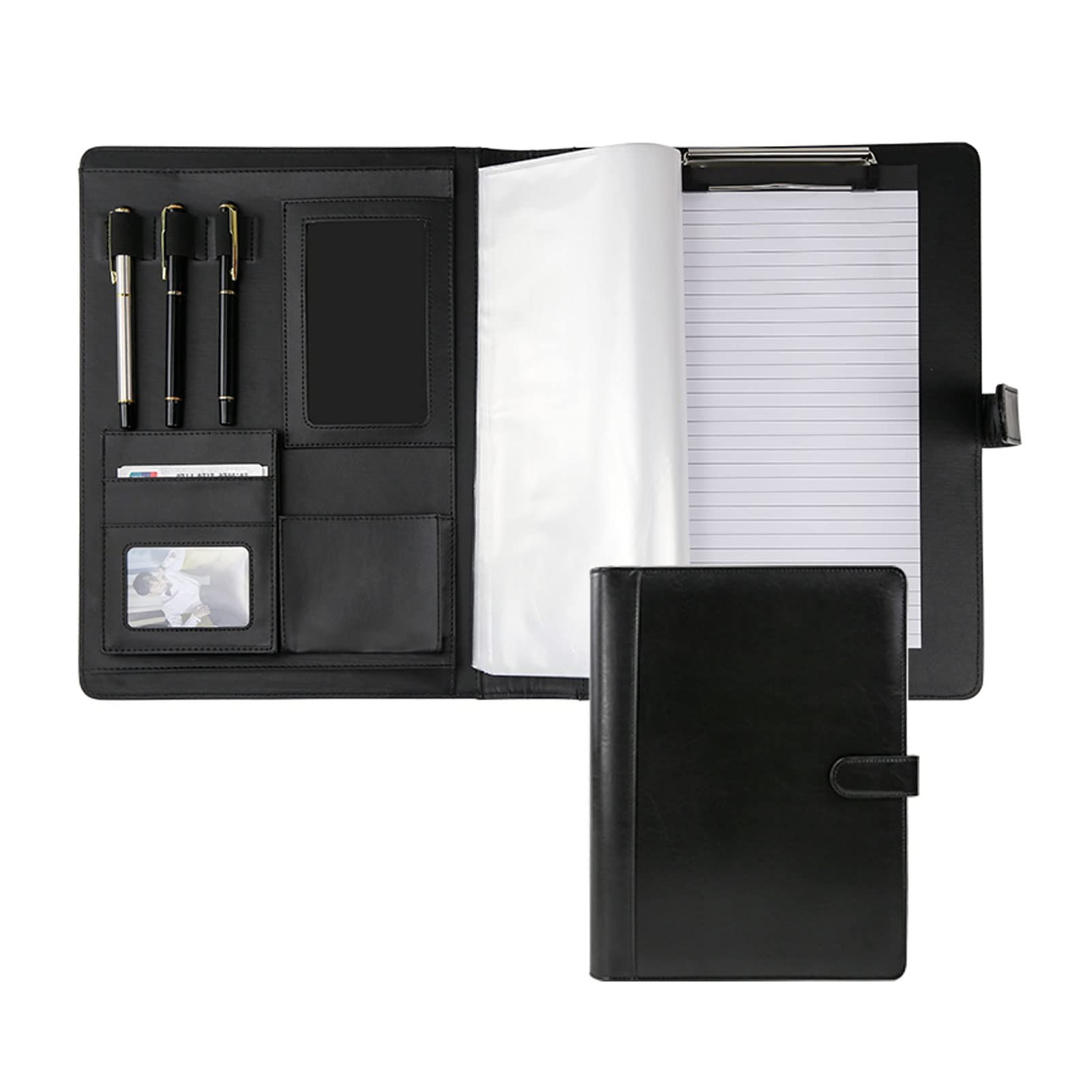 Portfolio biznesowe A4 Padfolio Teczka konferencyjna Wielofunkcyjny segregator na dokumenty Profesjonalny skórzany notatnik Planer dokumentów Osobisty organizer CV dla mężczyzn kobiet (rozmiar: bez kalkulatora)