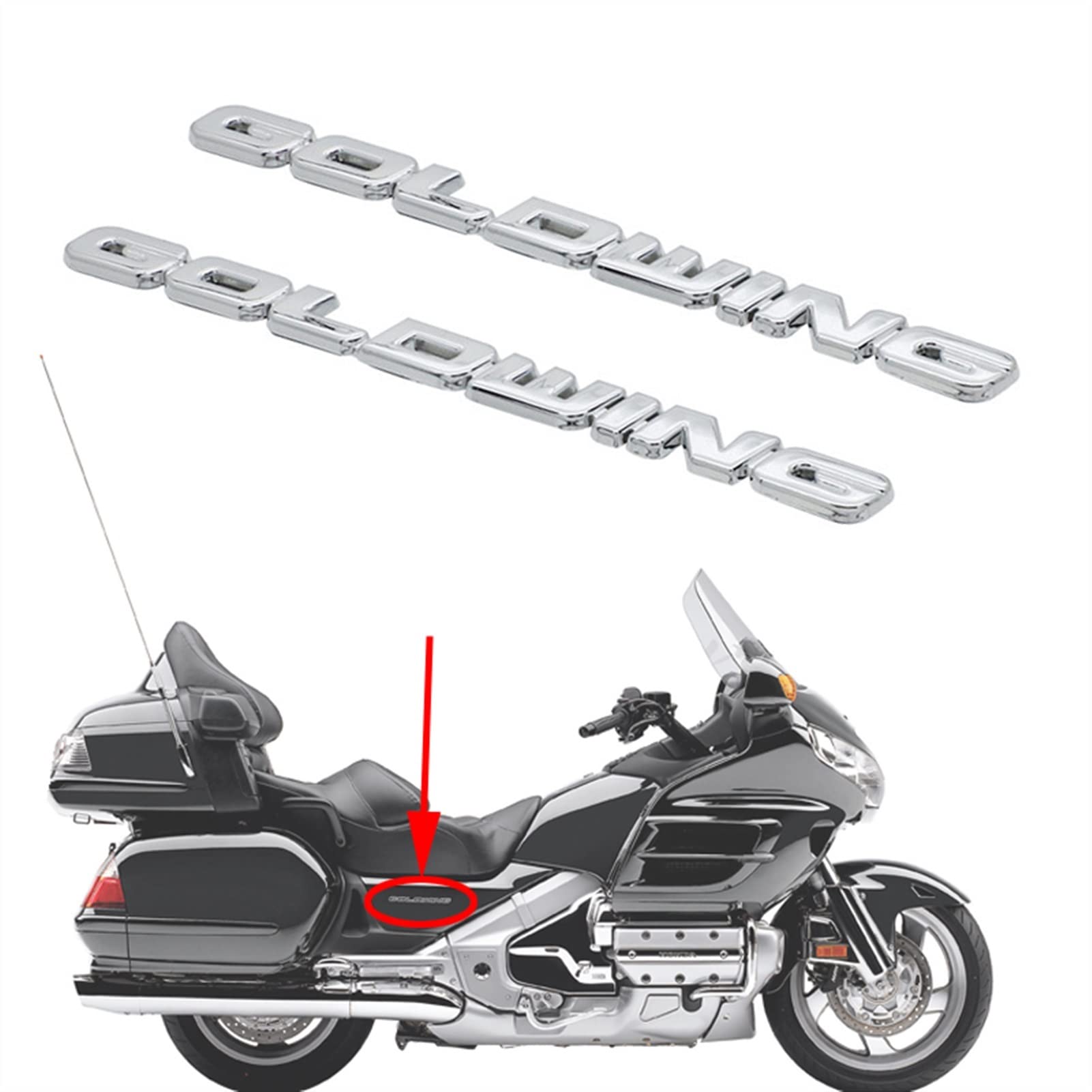 Motorrad Dekoration 1 Paar Motorrad Batterieseitenabdeckung Aufkleber Emblem Verkleidungsaufkleber Logo Symbol Mark ABS Silber für H&onda Goldwing GL 1800 GL1800
