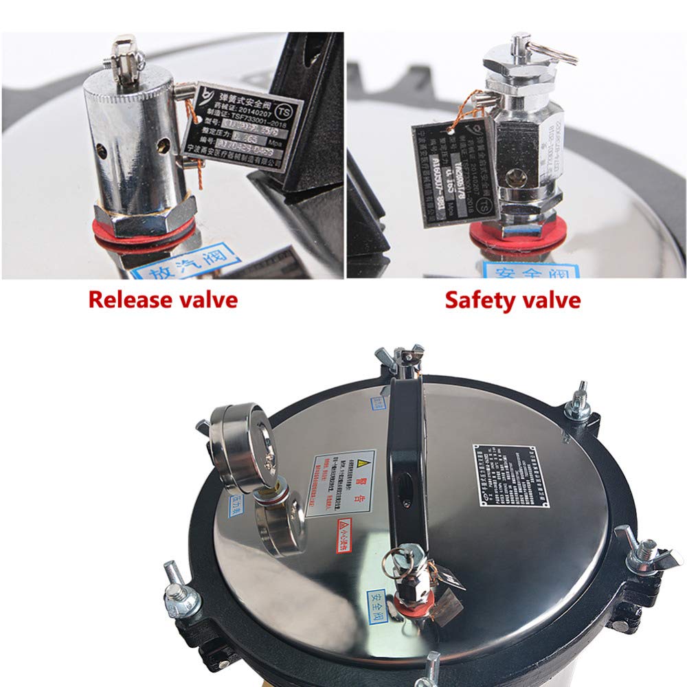 CGOLDENWALL Esterilizador de vapor de autoclave portátil Autoclave Calefacción Autoclave Eléctrica Autoclave Esterilizador de Alta Presión Esterilizador Olla (Capacidad: 18L)