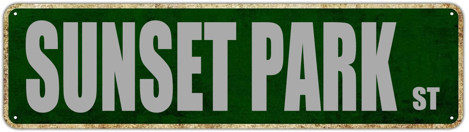 Sunset Park St Retro Tin Signs Aluminum Metal Sign Gift for Home Kitchen Garden Yard Wall Bedroom Club Front Door Decor 4x16 Inch