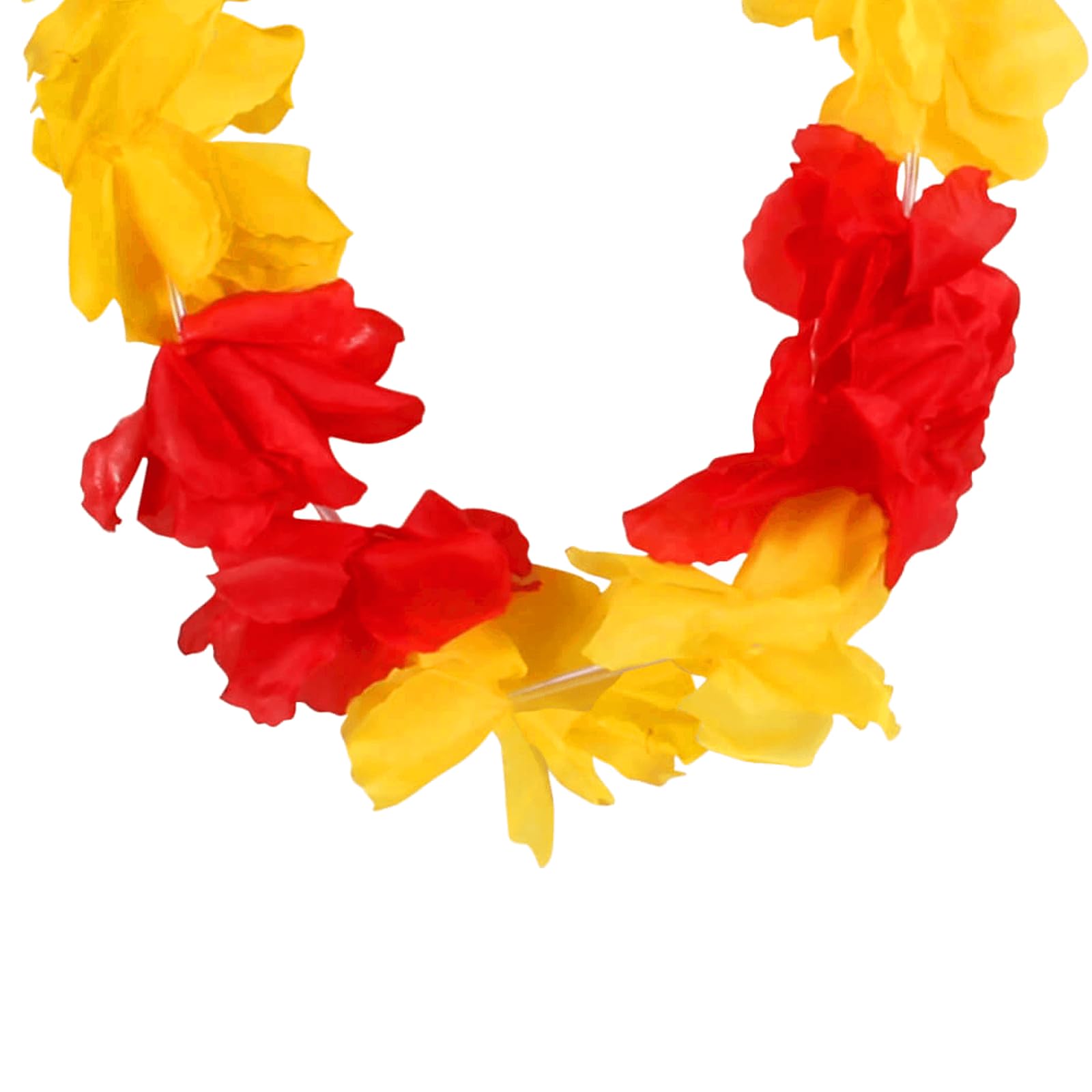 Top Ten Collier hawaïen avec motif de fleurs d'Espagne - Diamètre : 45 cm - Jaune et rouge - Longueur : 100 cm