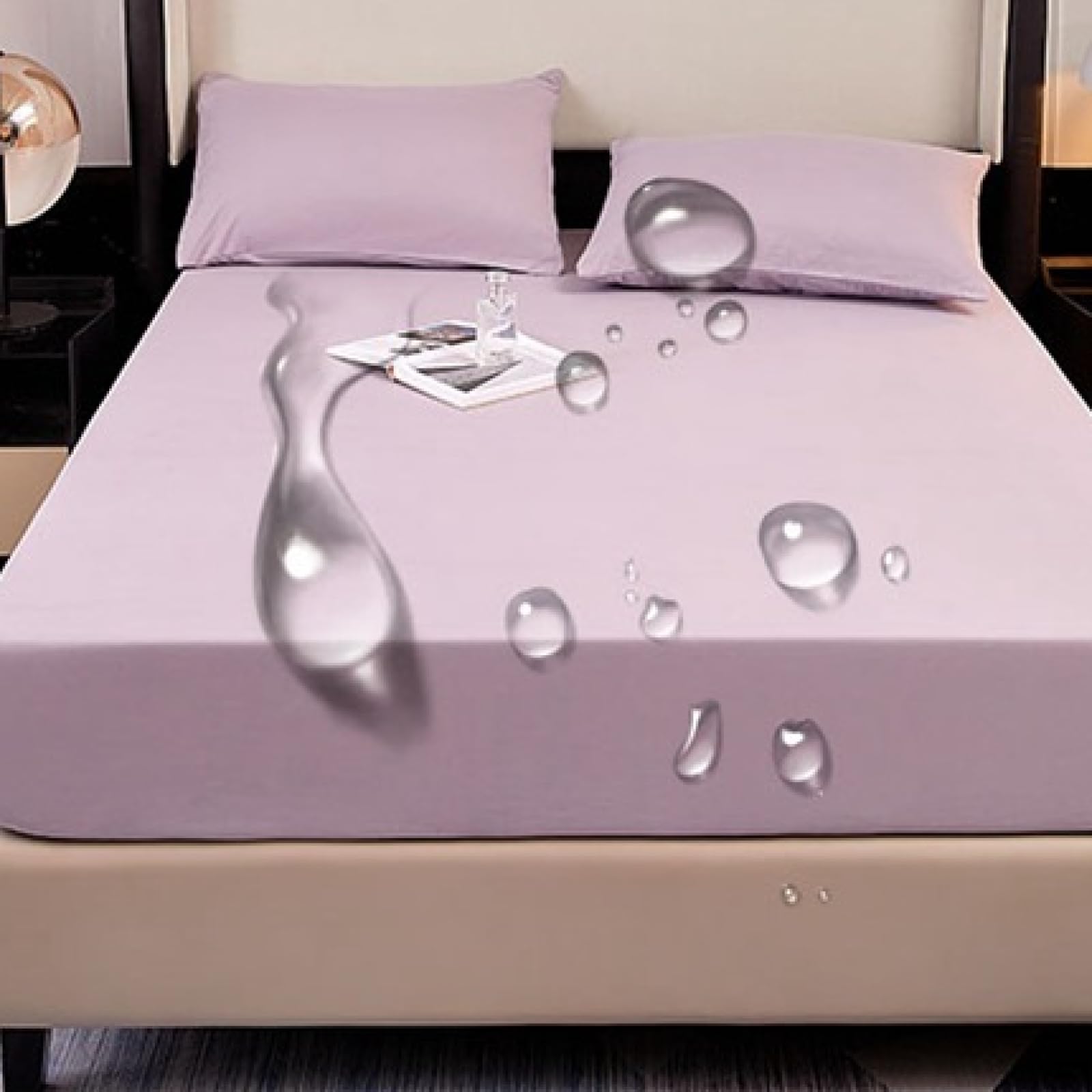 FCLDESHOP Drap de Lit Protège Matelas,Draps-Housses imperméables de Couleur Unie, taie d'oreiller de Protection de Matelas d'urine de Poche Profonde pour Enfants âgés, Vert foncé, 180 * 200 cm (3pcs)