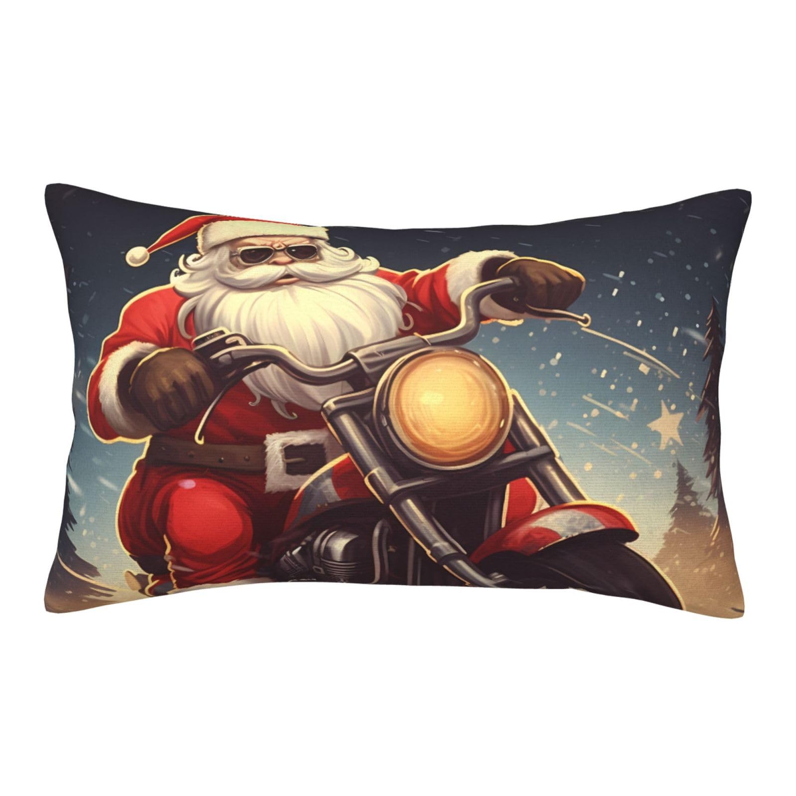Velvet Pillowcases 16"x24" Ultra Soft Breathable Pillow Cases, Luxury Fuzzy Throw Pillow Covers with Zipper, Santa Claus Biker Riding Pillow Shams All Seasons Decorative Cushion Cases for Couch