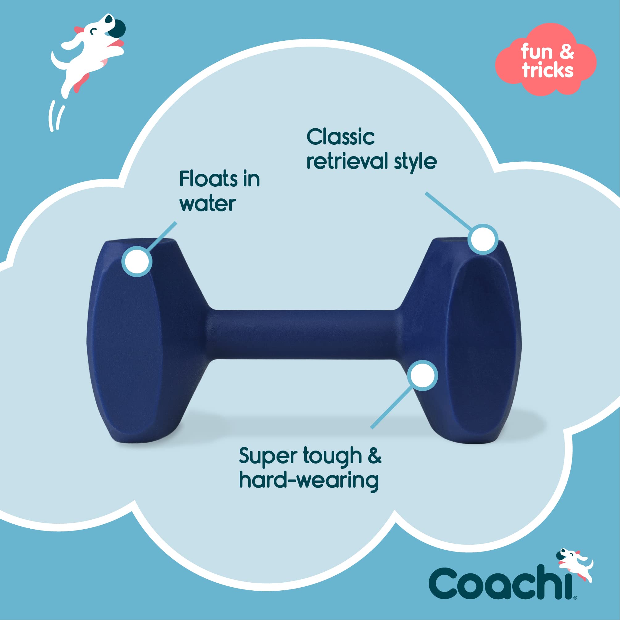 Training Dumbbell Coachi, flotte, à lancer, classique des jouets à rapporter, dressage de chiots et chiens de chasse. Accessoire pour petits chiens et chiots, super résistant.
