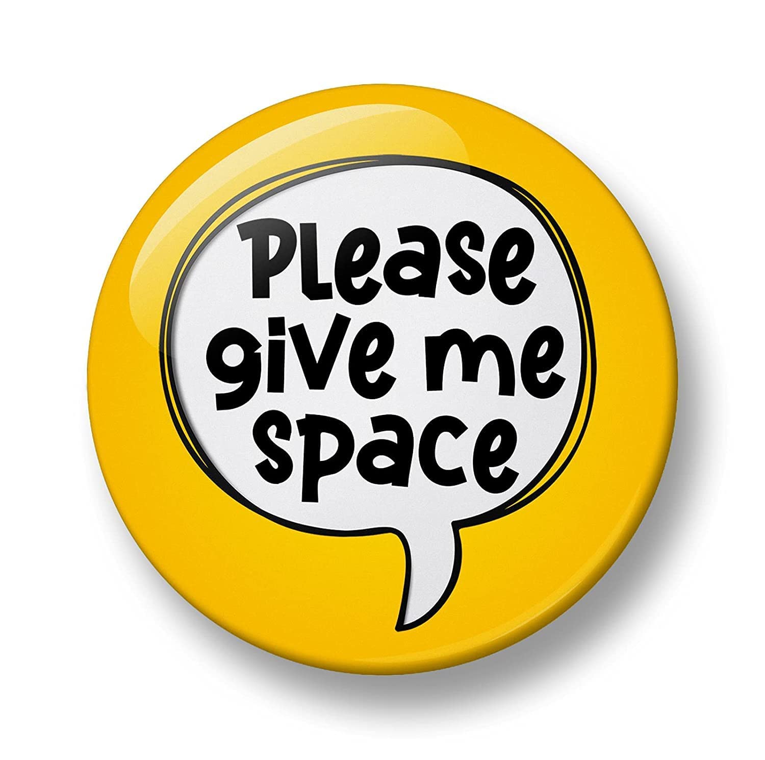HandmadeGive me Space Pin Badge, 32mm, Rainbow Please Give me Space Pin Button Badge, Pin Badge, Social Anxiety, Autism, Mental Health, Awareness (Yellow)