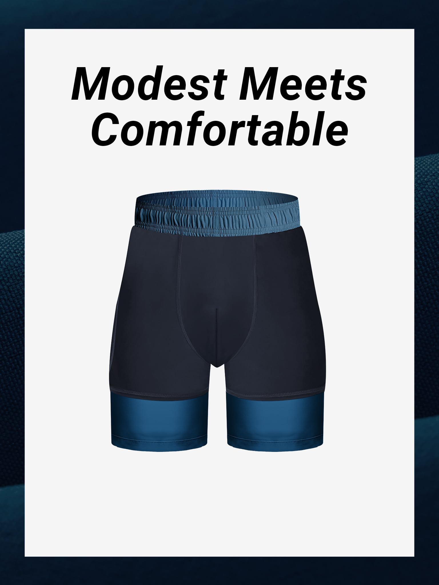 Arcweg Bañador Hombre Largo 2 en 1 de Secado Rápido con Forro de Compresión Elástico y Bolsillos, Shorts de Baño Impermeable para Playa, Piscina y Natación