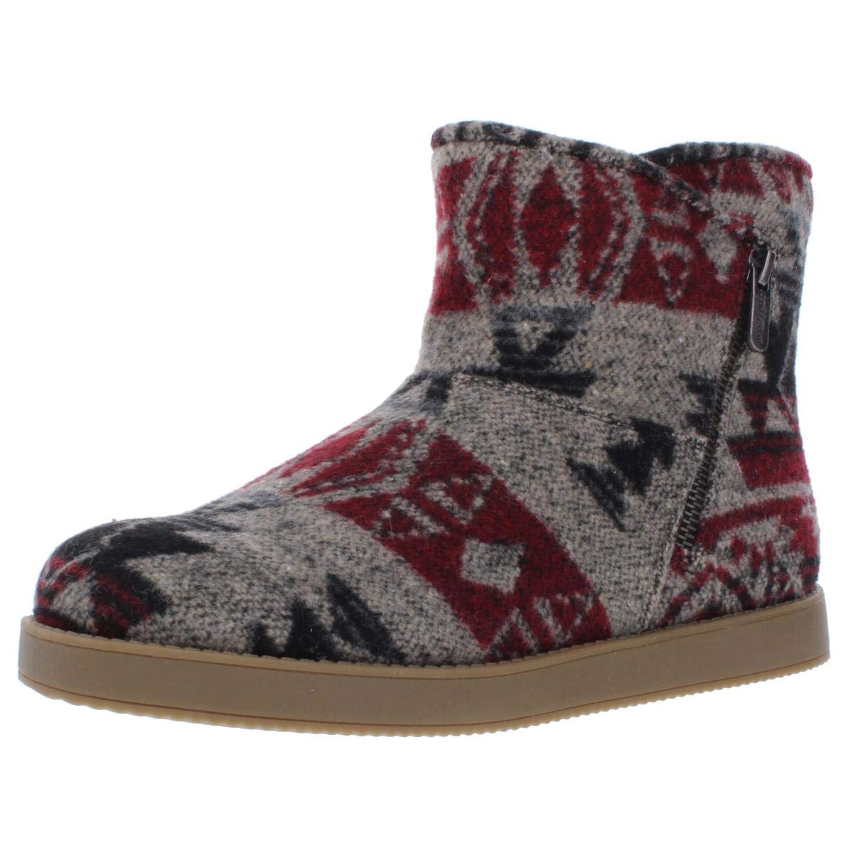 Indigo Rd. Womens Ashley Faux Fur Closed Toe Ankle Fashion Boots for Women, Red, Size 7.0