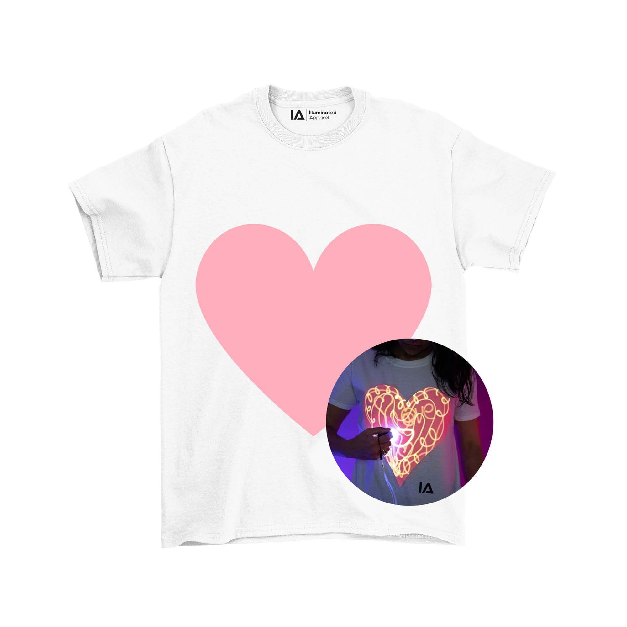 Illuminated ApparelOriginal Love Heart Interactive Glow in The Dark T-Shirt