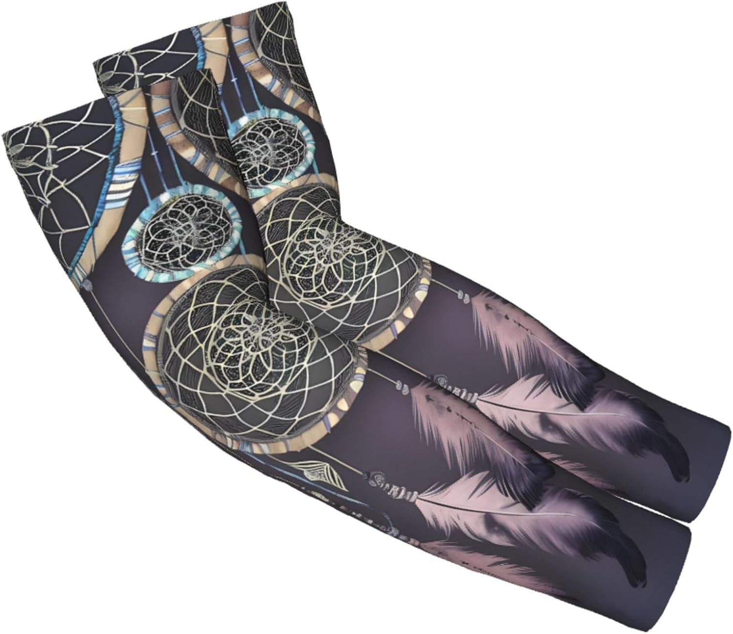 Cooling Arm Sleeves UPF 50+ UV Sun Protection Arm Covers, Straight Style | Dream Catcher Sports Arm Sleeves For Women Men, Seamless Compression Ice Silk Sleeves, Tattoo Cover