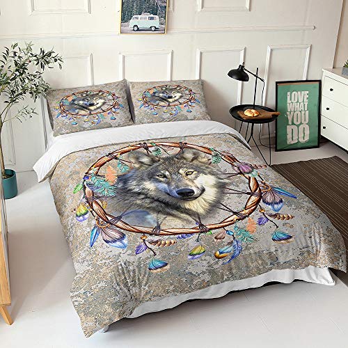 Ensemble de literie loup de Bohême en microfibre douce et résistante