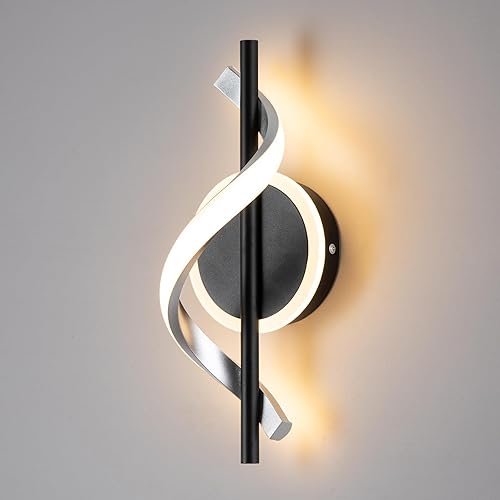 Apliques LED de pared para interiores, luces LED de montaje en pared de 12 W, lámpara de pared moderna en espiral, lámparas de pared de noche,