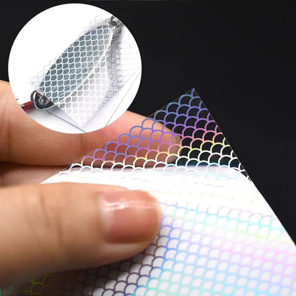 Juego de 4 pegatinas holográficas reflectantes para señuelos miniatura 5