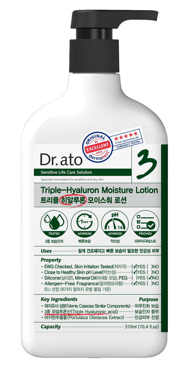 Dr. ato Loción diaria hidratante rápida para cuerpo y cara con triple ácido hialurónico, vegano, cuidado de la piel coreano (10.4 onzas líquidas) 3