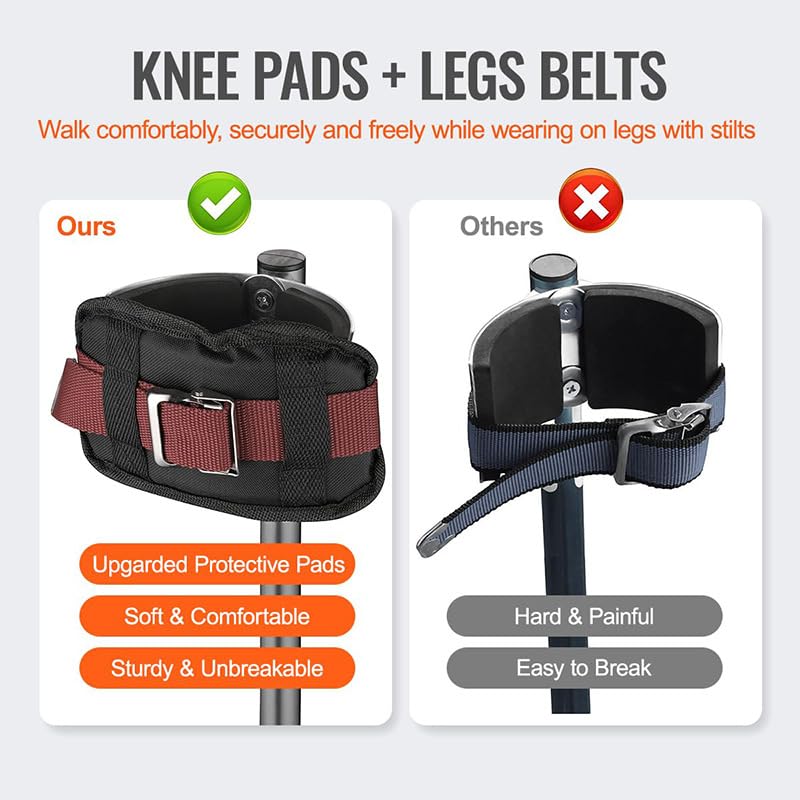 2Pack Drywall Stilt Replacement Parts, 2Pcs Replacement Straps + 2Pcs Comfort Stilt Pads Set, Nylon Adjustable Stilt Leg Straps Comfort Stilt Pads Protective Padded Leg Bands for Drywall
