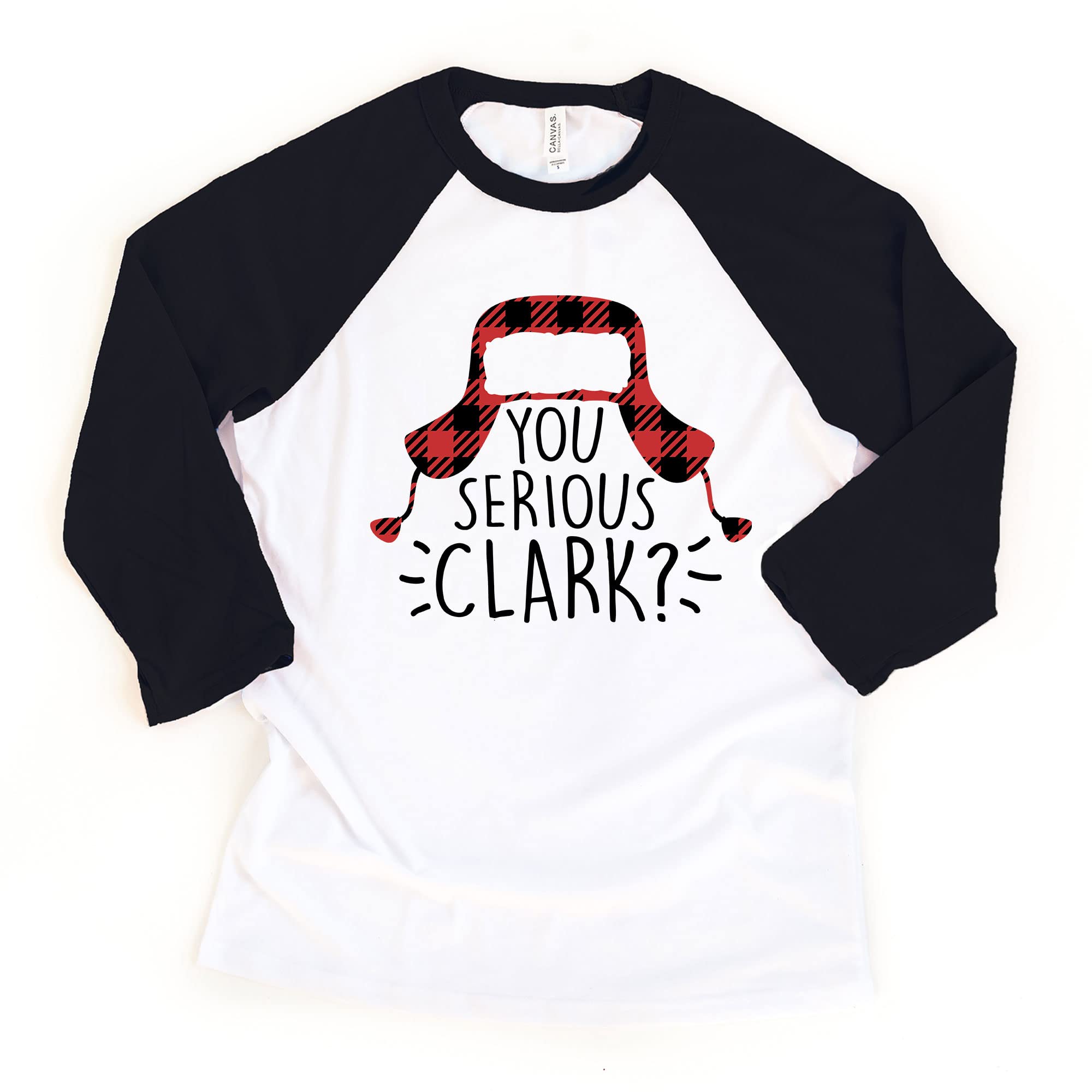Little Spunkies You Serious Clark? Funny Christmas Toddler Tee & Raglan Tee (4T, 3/4 Sleeve Black Raglan)
