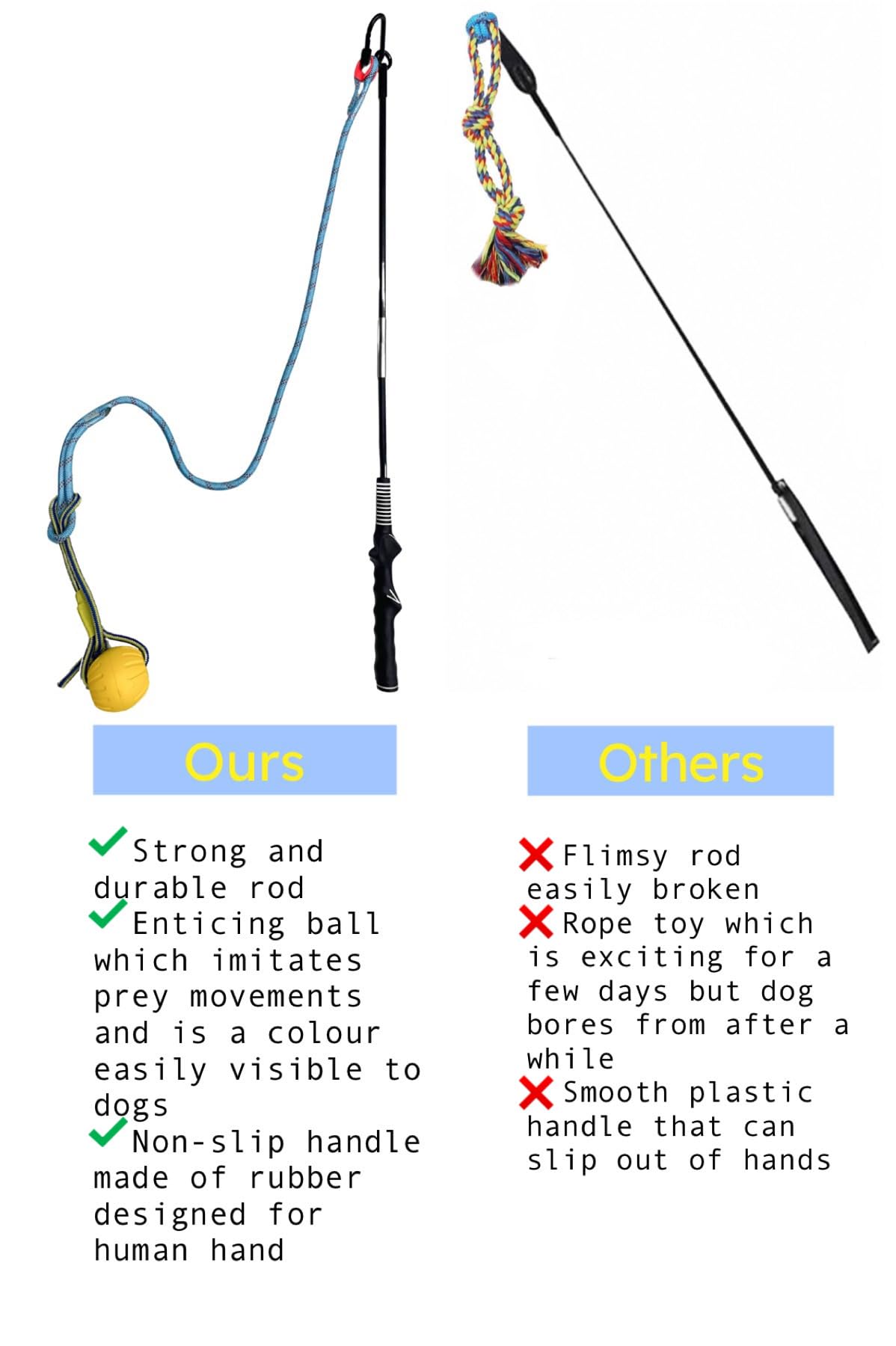 Bastone Da Flirt Per Cani - Telescopico 42-102 Cm, Con Giocattoli, Per Allenamento E Gioco
