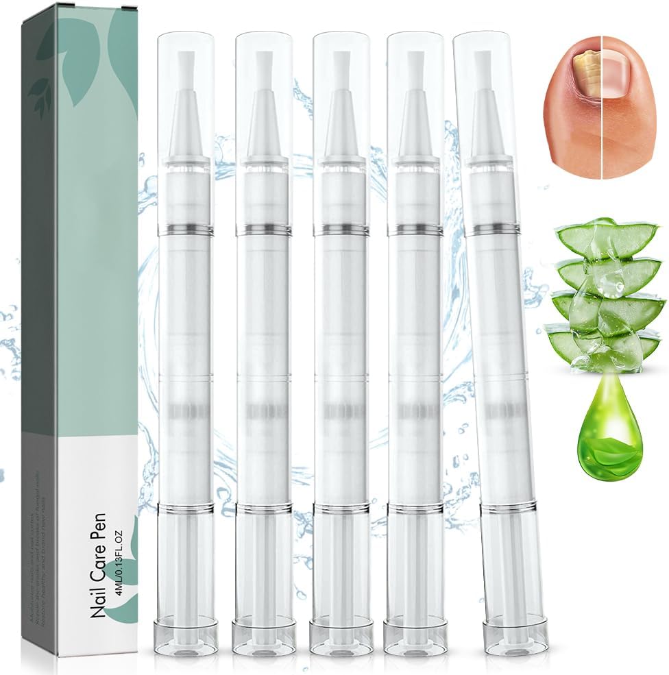 Nail Care Pen, 5 Pieces Nail Care Pen, Nail Care Pen with Tea Tree Oil, Aloe Vera, Vitamin E, for Nails and Toenails