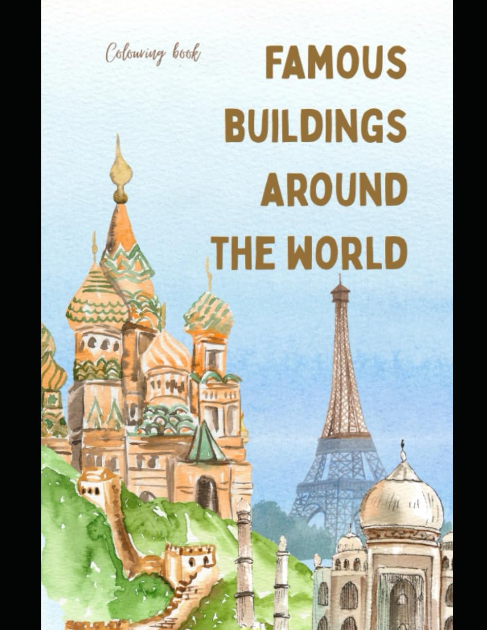 Famous buildings around the world. Colouring book