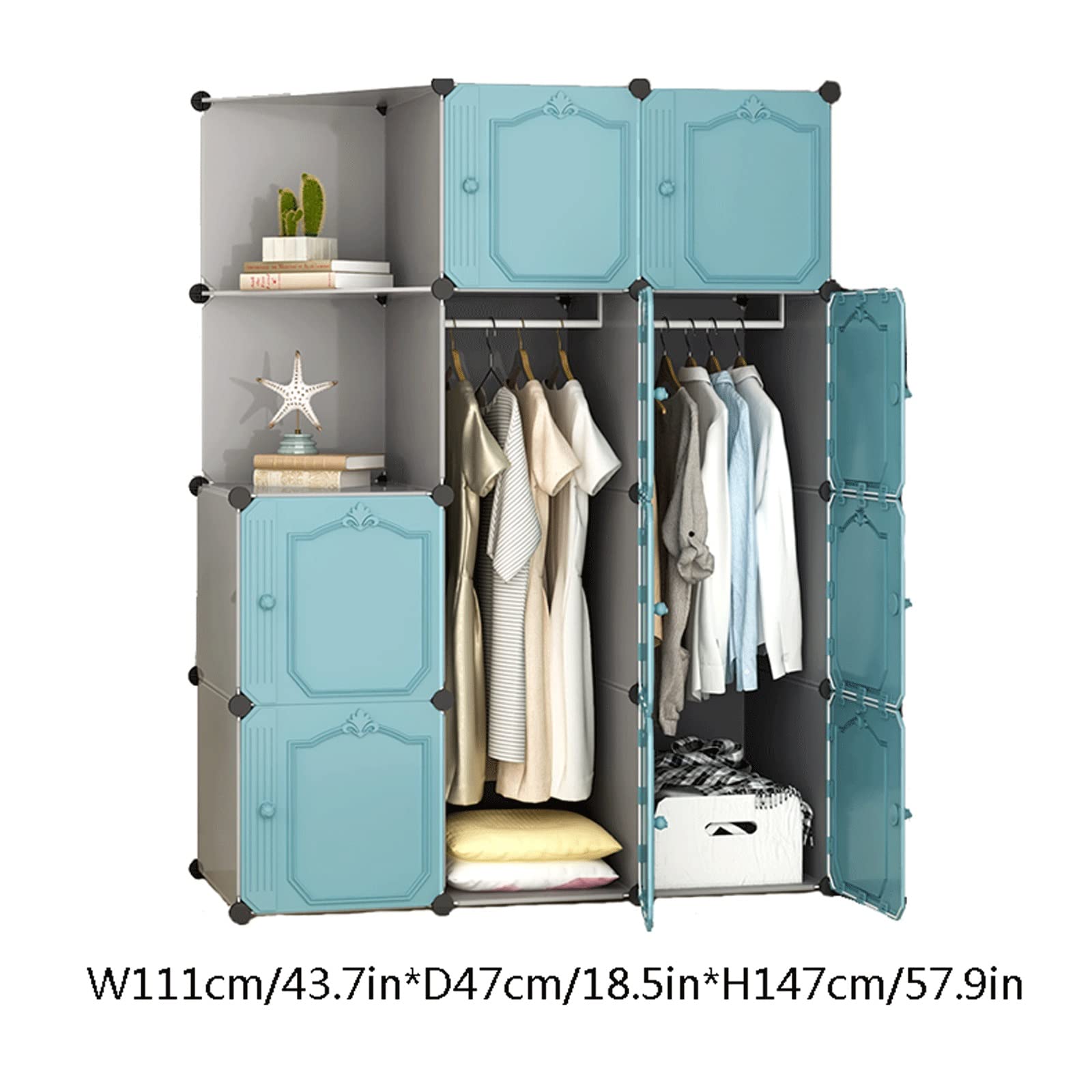 Kleiderschrank, Stoffschrank Garderobe Cube Kleiderschrank Kombination Kleiderschrank Tragbare Kleiderschrank Baukasten Kabinett Faltbare Locker Schlafzimmer Kleidung Schuhe Spielzeug Lagerschrank Ide