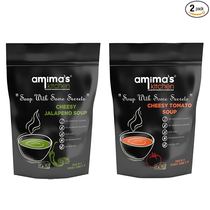 Combo Of Cheesy Jalapeno + Cheesy Tomato Soup 100 Grams (Pack Of 2) | Instant Soup Mix Powder | Ready To Cook | No Artificial Flavour & Colour | Gluten Free | Non GMO | Healthy Soup