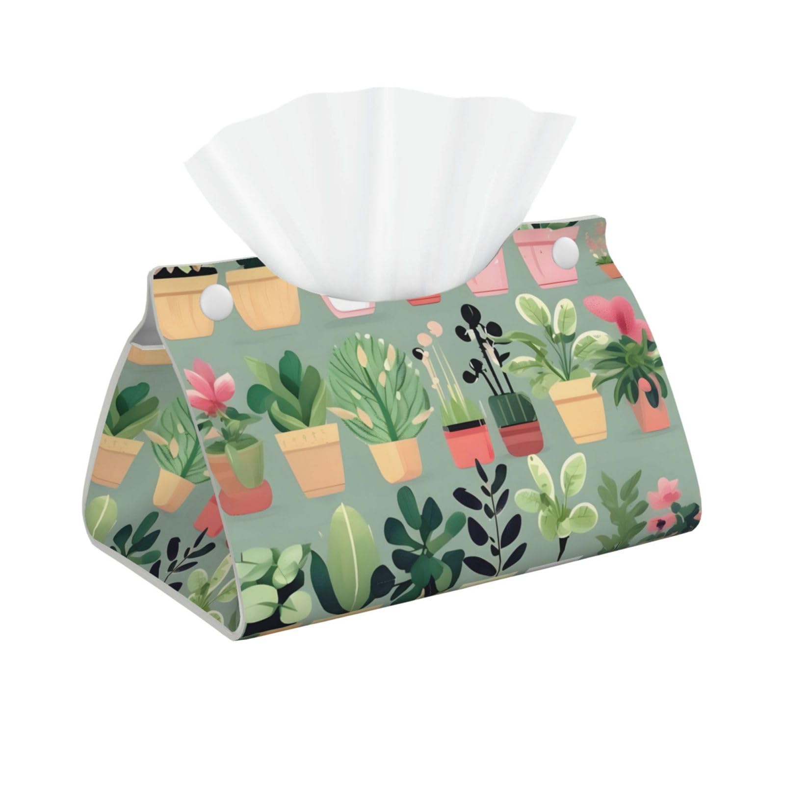 Bonsai plant Long Leather Tissue Box Cover-Waterproof PU Leather Tissue Holder for Bathroom, Decorative Rectangular Tissue Case
