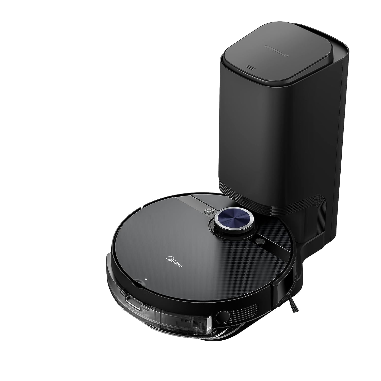 Midea Robot Vacuum cleaner, 4000Pa Strong Suction with BLDC motor App & Voice Control Msmartlife, Dust Bin In Station is 2L for 45 days, carpet sensor, Display screen Black S8+