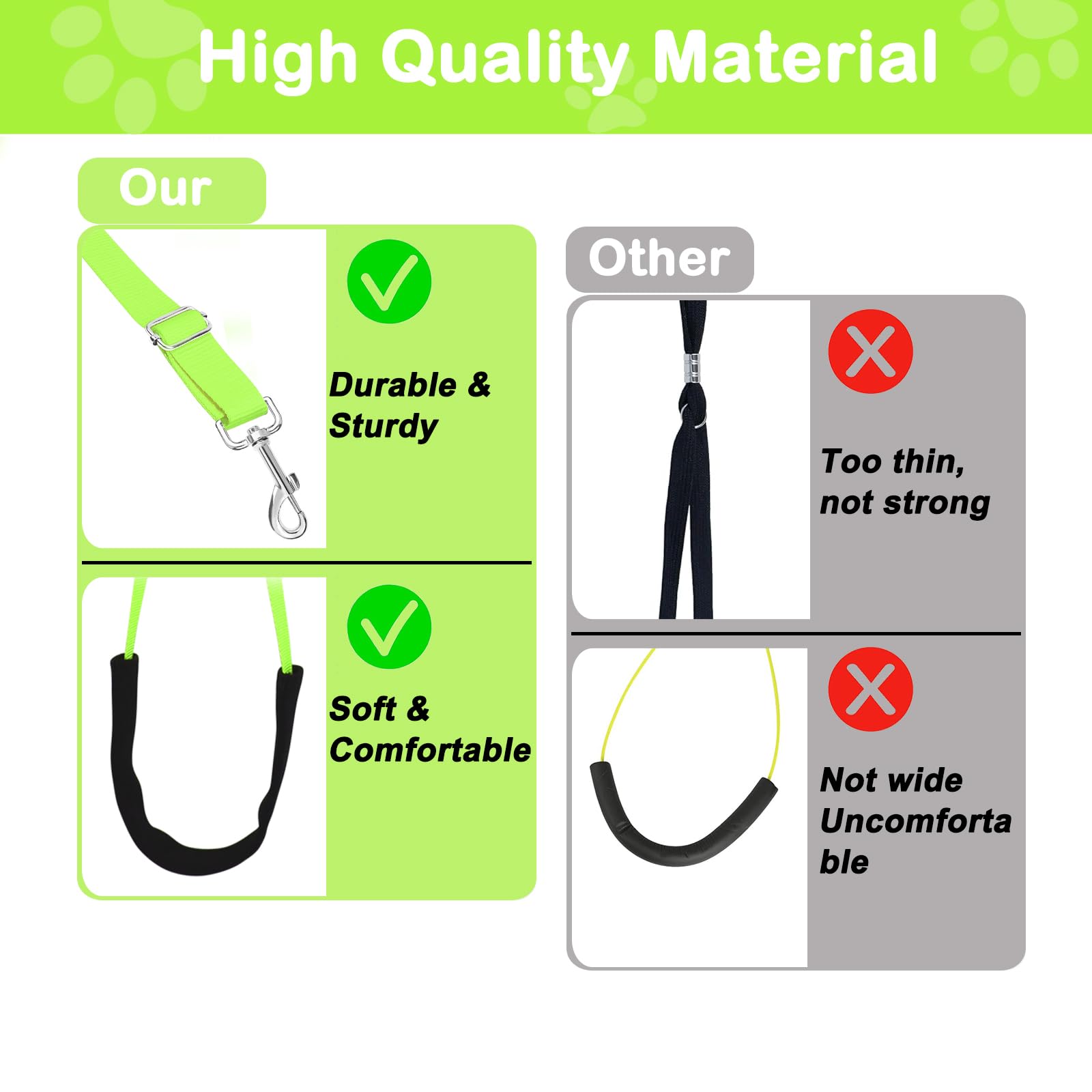ASOCEA Dog Grooming Belly Strap Nylon Grooming Restraint Loop Noose Dog Grooming Extension Strap Adjustable Traction Leash with D-Rings for Small Medium Cats Dogs Grooming Bathing (Green) - Image 4