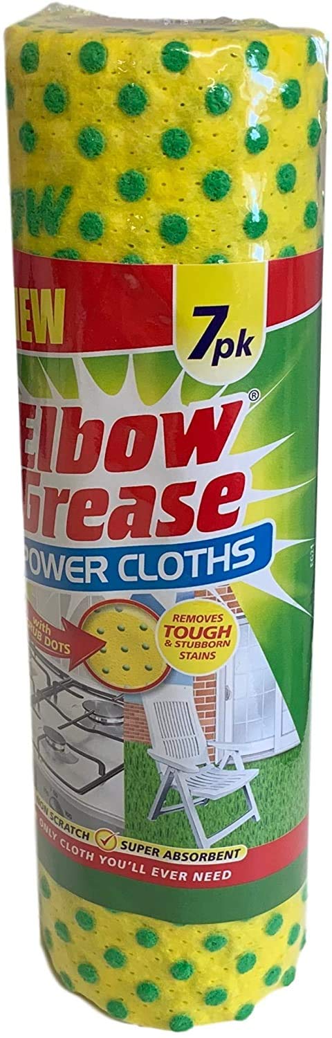 Elbow Grease 3 X 7pc Power Cloths Non Scratch Absorbent All Purpose Cleaning Pads, Vinyl
