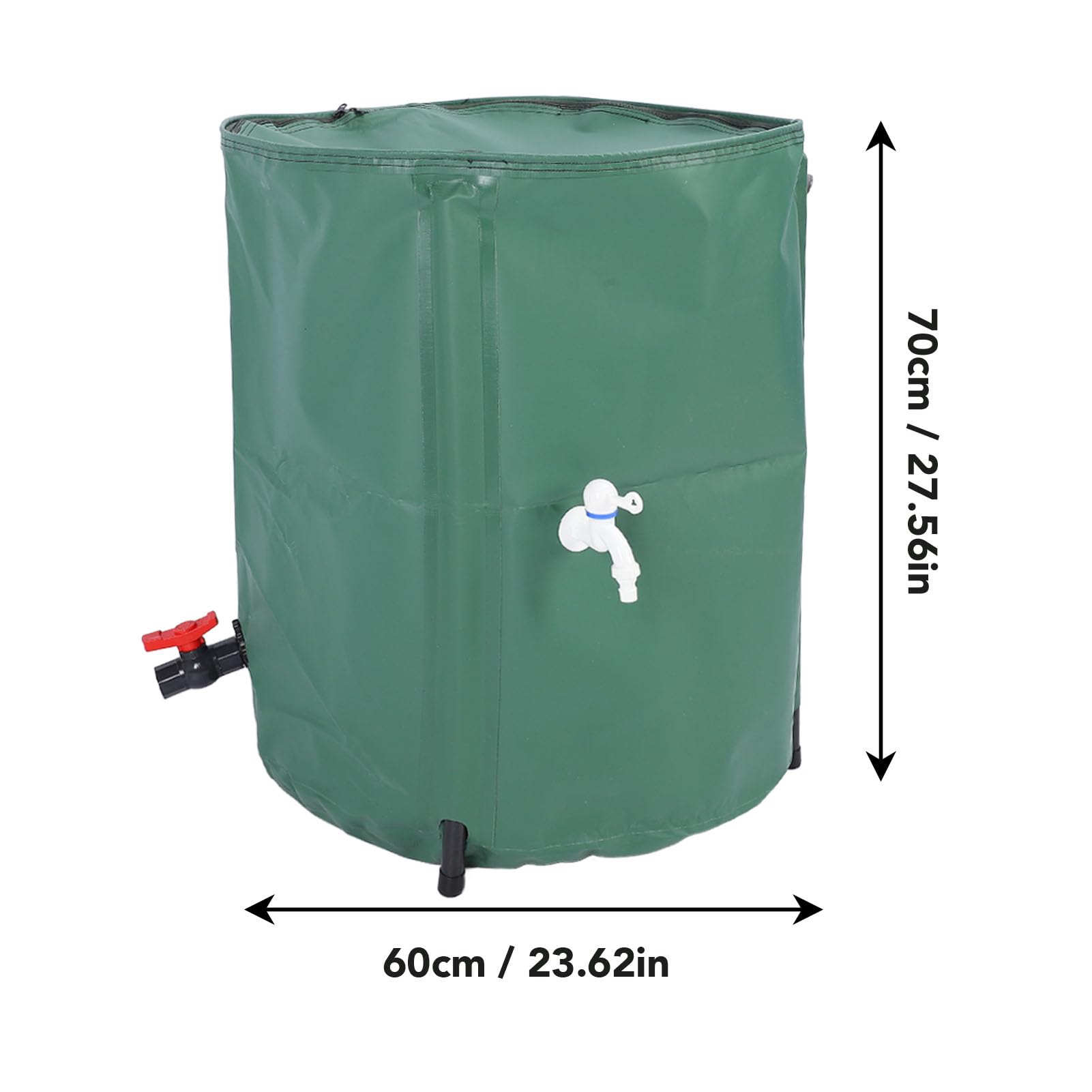 Generic Barile di Pioggia in PVC da 200 Litri con Aste in Fibra di Vetro Serbatoio Stabile di Acqua Piovana per Giardino