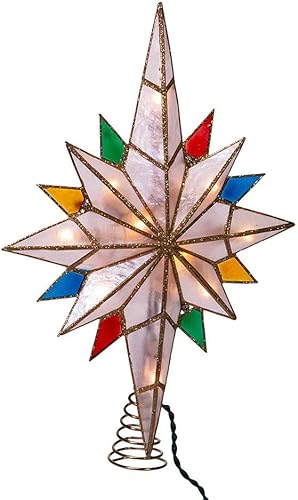 Miniatura 8 de Kurt S. Adler Decoración para árbol de árbol de 10 puntas de Bethlehem Capiz Star