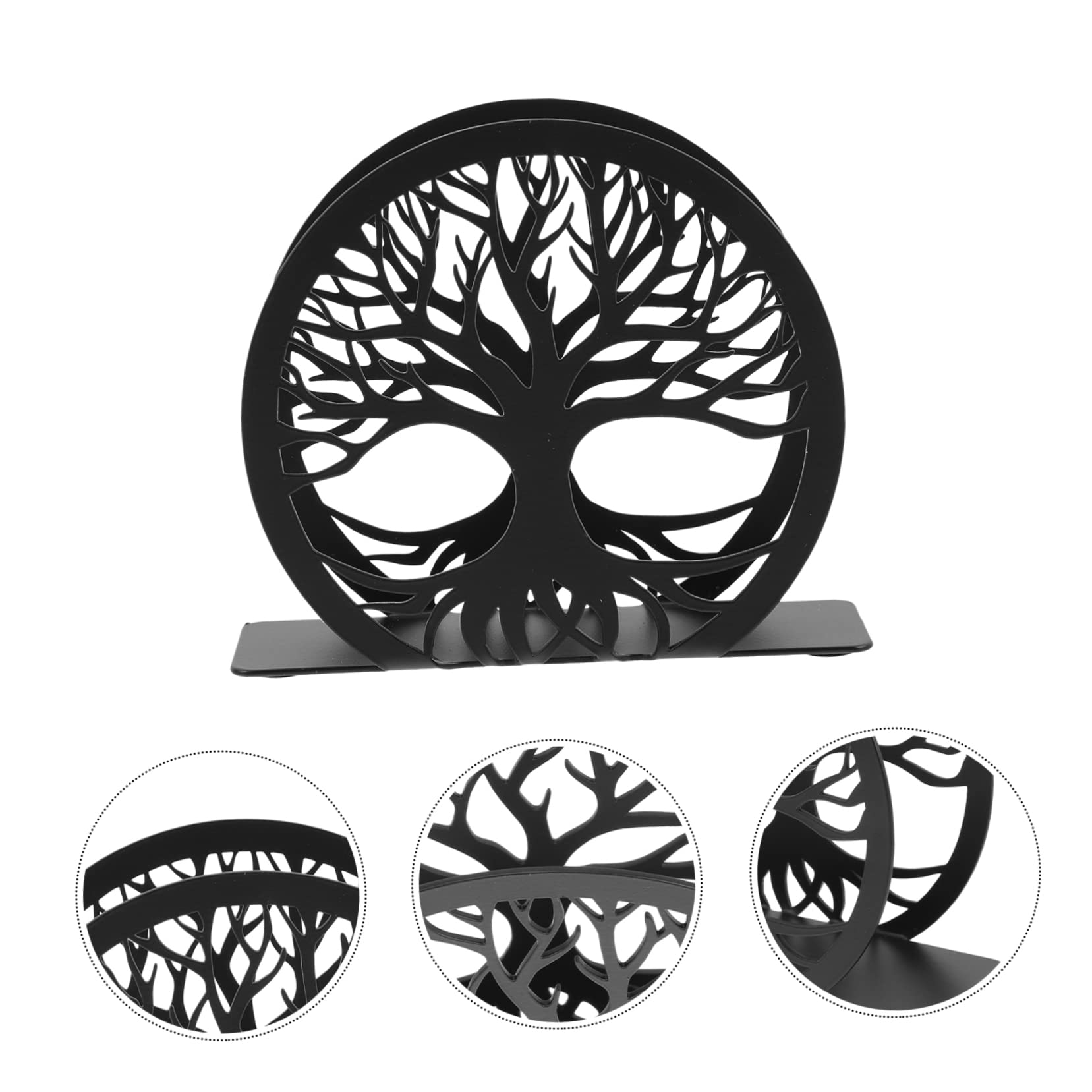 Mikinona Portatovaglioli da Cucina in Acciaio Inossidabile Nero Design Traforato Resistente e Facile Accesso, per Decorare Tavoli in Casa e Durante le Feste