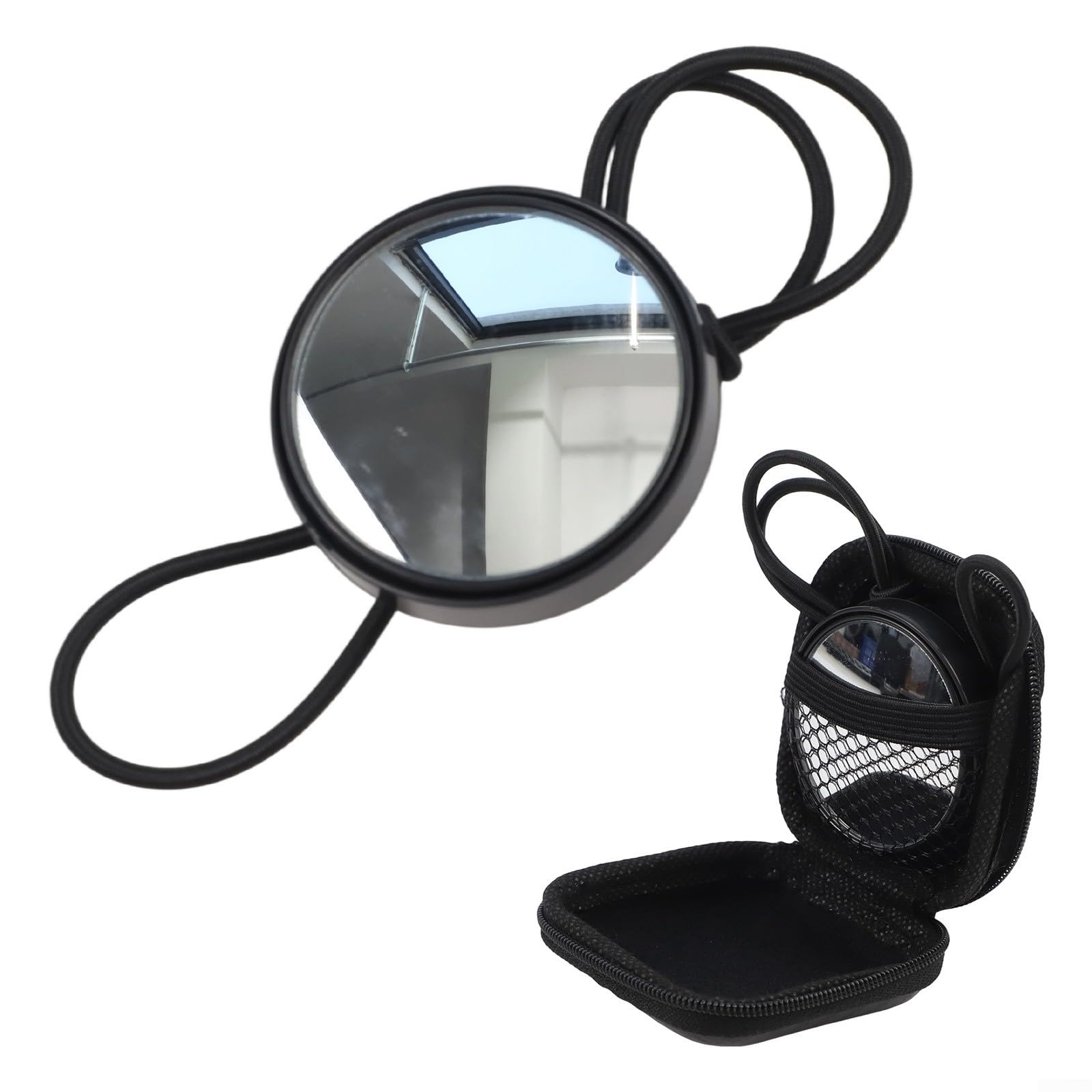 Diving Wrist Mirror with Adjustable Elastic Strap for Scuba Safety, Allows Quick Visual Checks of Environment and Gear (black)
