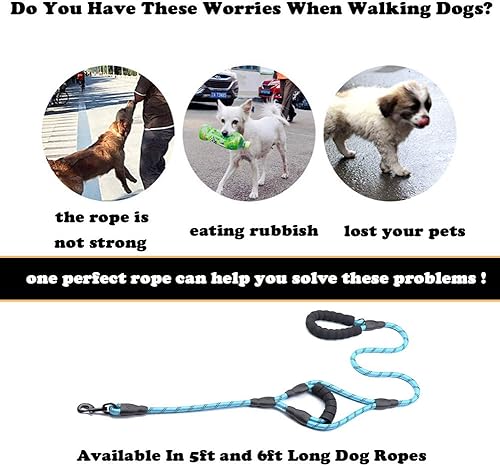 Miniatura 4 de Love Dream Correa para perro de 6 pies de largo con 2 cómodas asas acolchadas, hilos reflectantes con doble asa para control de seguridad, correa de