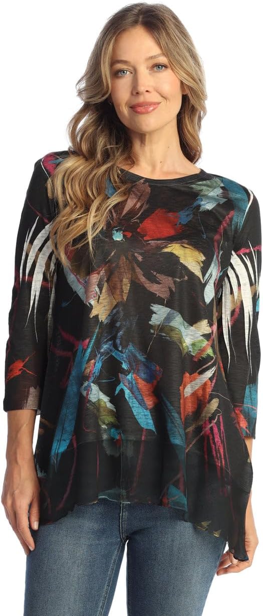 Jess & Jane Women's Sonata Tunic Top with Chiffon Hem