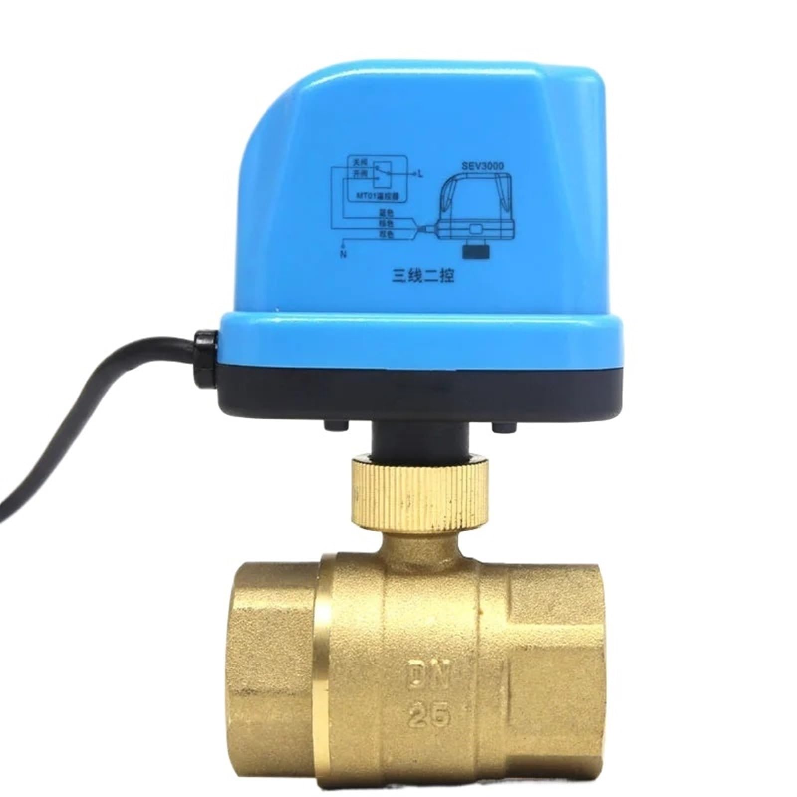 2-drożny mosiężny zmotoryzowany zawór kulowy do wody elektrycznej DN15 DN20 DN25 DN32 AC220V, typ przełącznika, 1/2" 3/4" 1" 2" (DN40) dwubiegunowy zawór HVAC