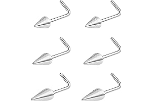 20G Spike Nose Studs Rings, Stainless Steel Spike Nostril Ring Stud, Rook...