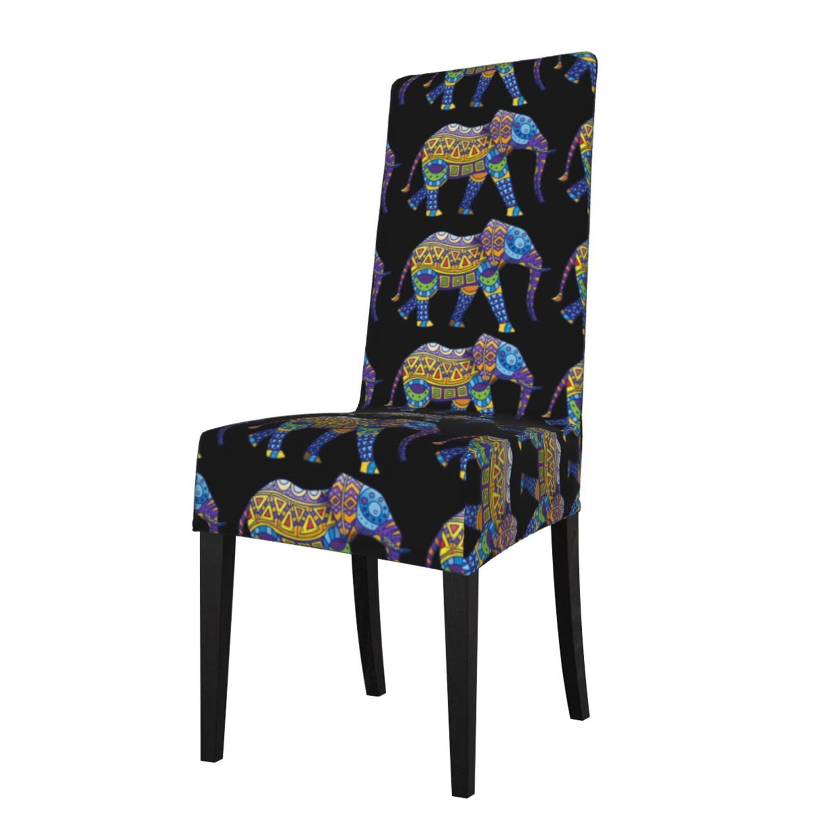 YYHHAOFA Colorful Elephant Prints Protection Cover for Dining Chair - Stretch Slipcovers, Easy Refresh for Your Dining Room & Event Decor