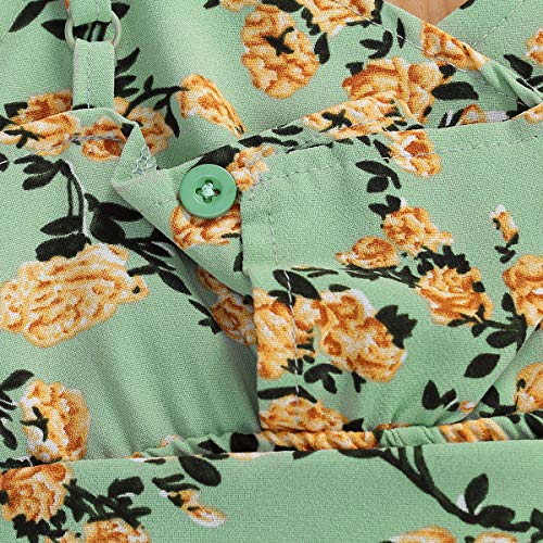 Gulirifei Toddler Baby Girls Leopard Jumpsuit Spaghetti Strap Floral Romper Summer Fall One-Piece Bodysuit Outfits (Floral-Green, 2-3T) #TOP6