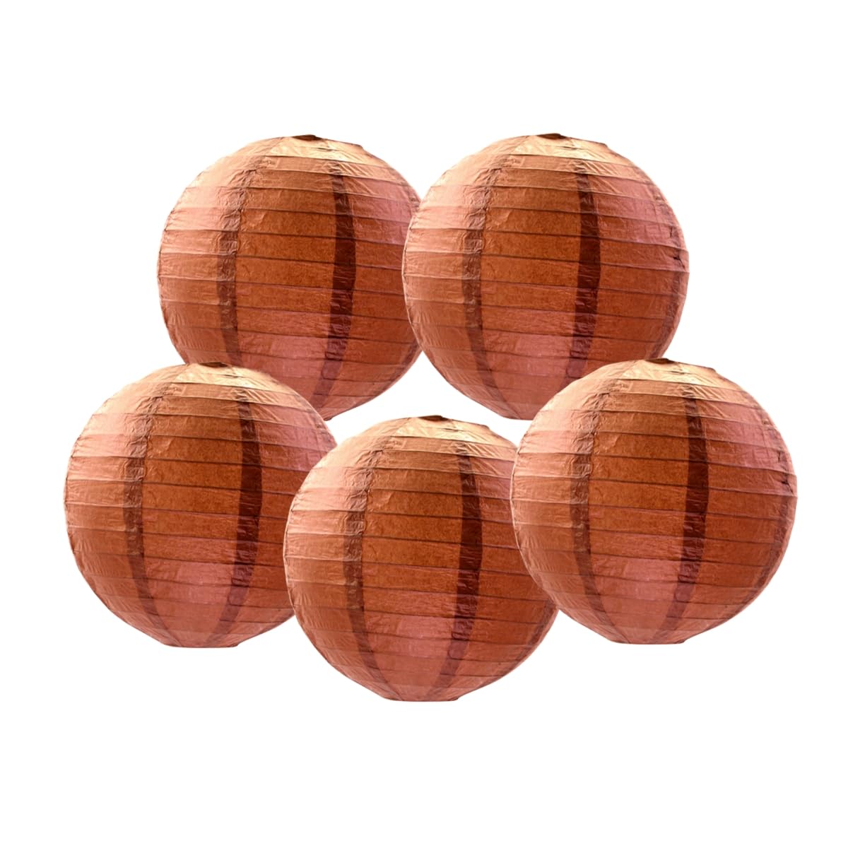 SrchJoy Paper Lanterns Pack of 5 Chinese Wedding Paper Lantern lampshade Lights Round Hanging Lantern for Birthday Party Decorations (Coffee, 5 Pcs - 8" (20cm))