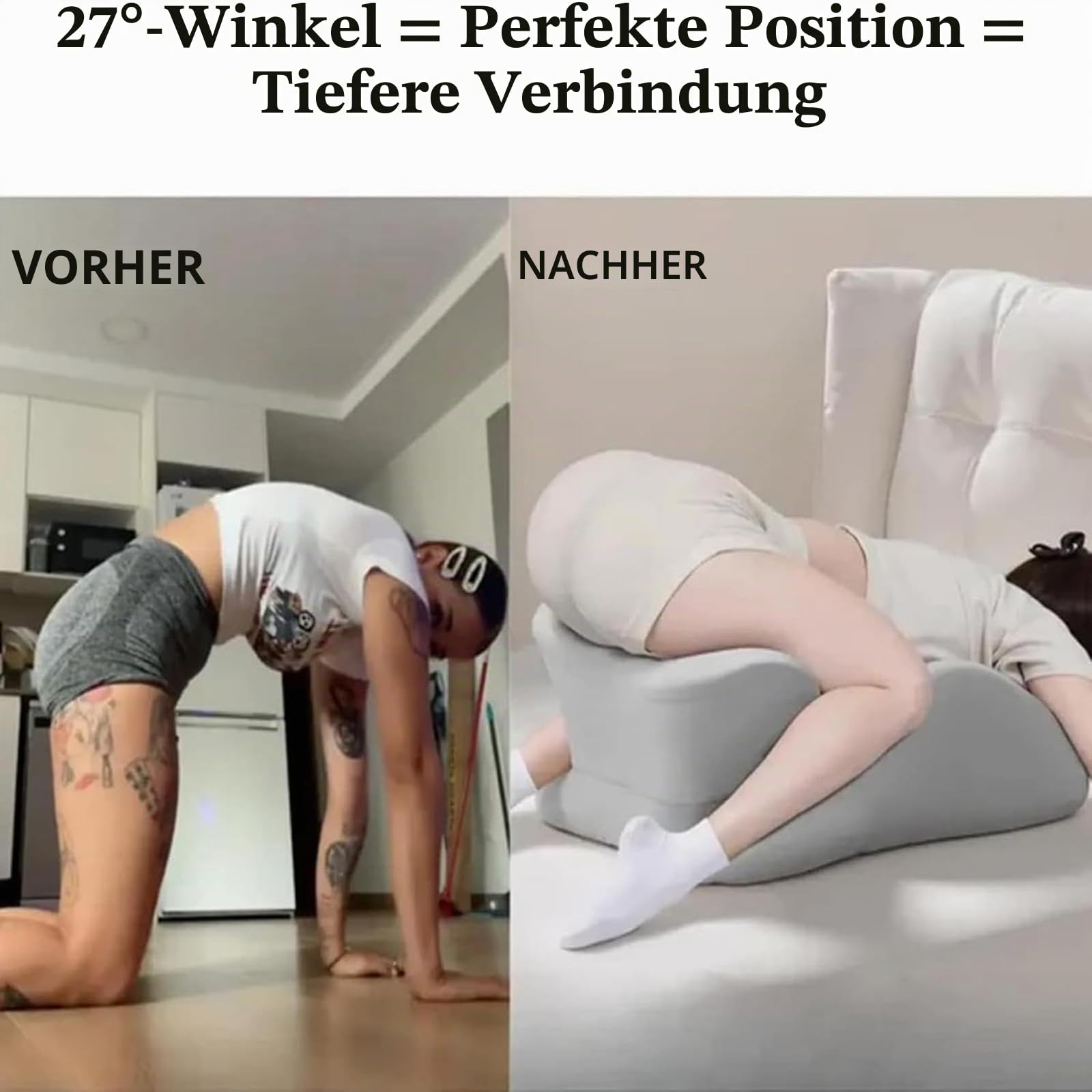 Generisch ChiroMonk Couple Pillow, 27 Degree Couples Pillow for Intimacy, Memory Foam Wedge Cushion for Intimacy Support & Back, Rebound Couples Pillows for All Postures (Gray)