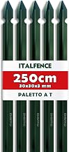 T-Pole H250 cm 30 x 30 x 3 mm Plastic Coated Iron Green [10 Pieces]