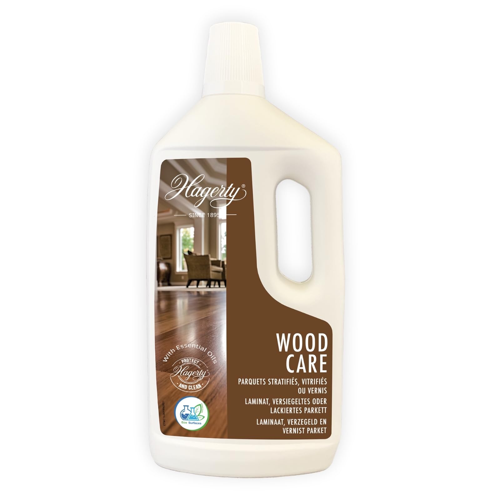 Hagerty Wood Floor Care Holzbodenreiniger, Effektiver Parkett-Reiniger zur Tiefenreinigung und Pflege für alle Holz- Laminat- und Lackböden, Parkett Intensivreiniger mit Anti-Rutsch Effekt